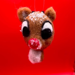 Needle felted wool Rudolf Red Nosed Reindeer character ornaments,Hermey,Sam Snowman,Yukon Cornelius,Santa, Mrs.Claus,misfit toys,bumble,more