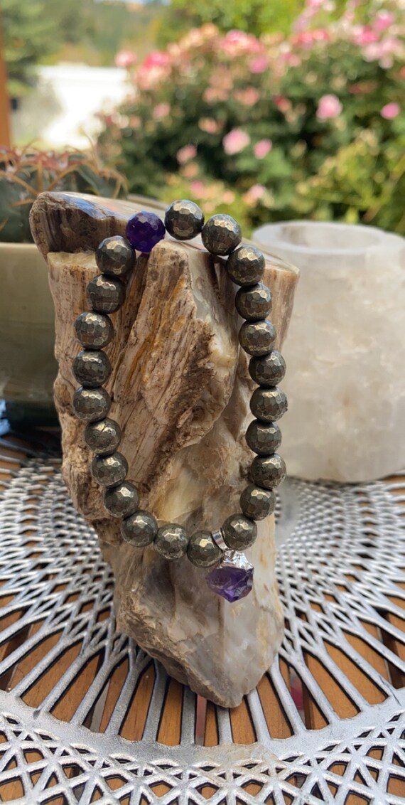 Pyrite Crystal Combo Bracelet Cluster Natural Pyrite Bracelet stone  Original Rough, Raw Cluster Money Magnet Healing