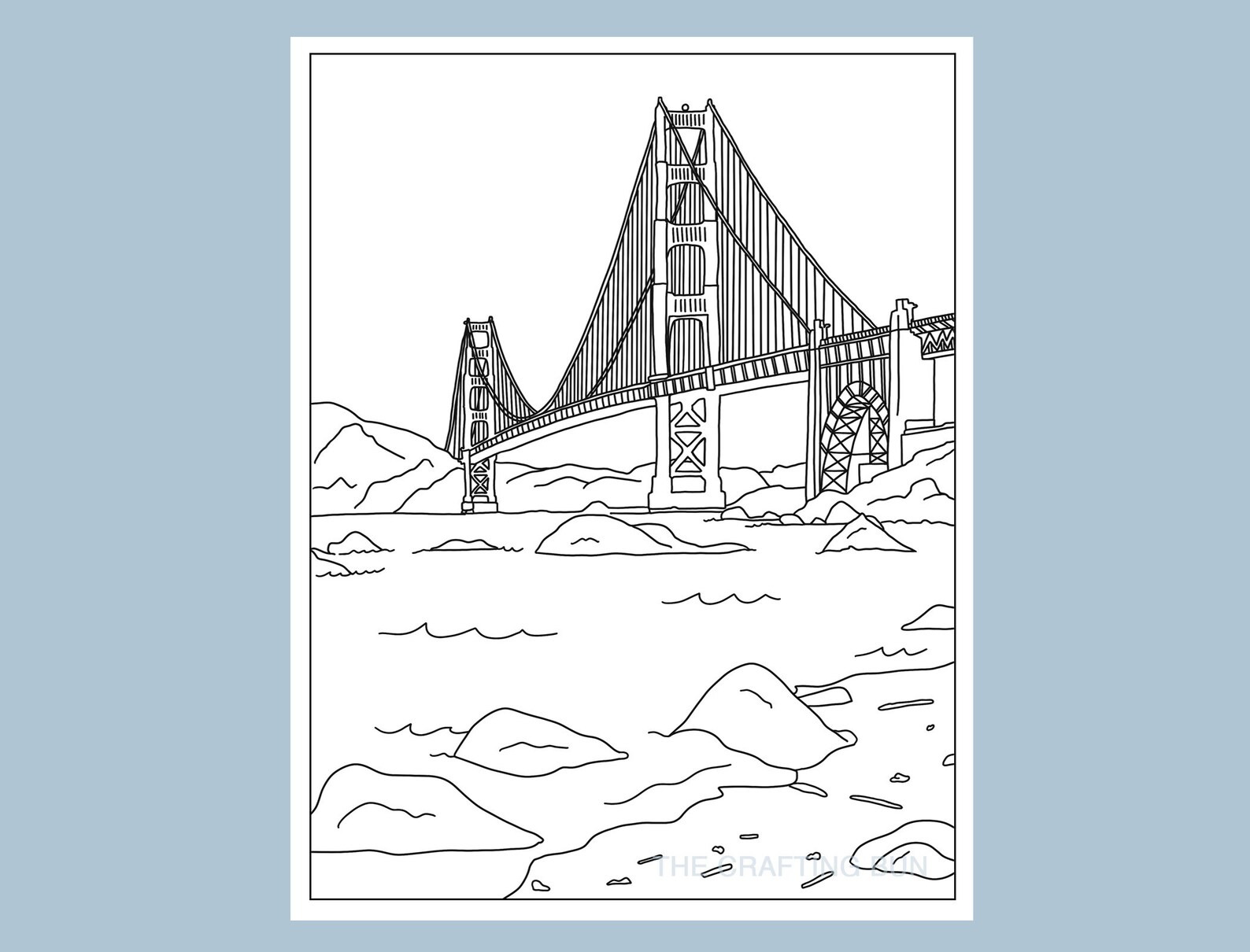 Golden Gate Bridge Coloring Page Adult Coloring Sheet San | Etsy