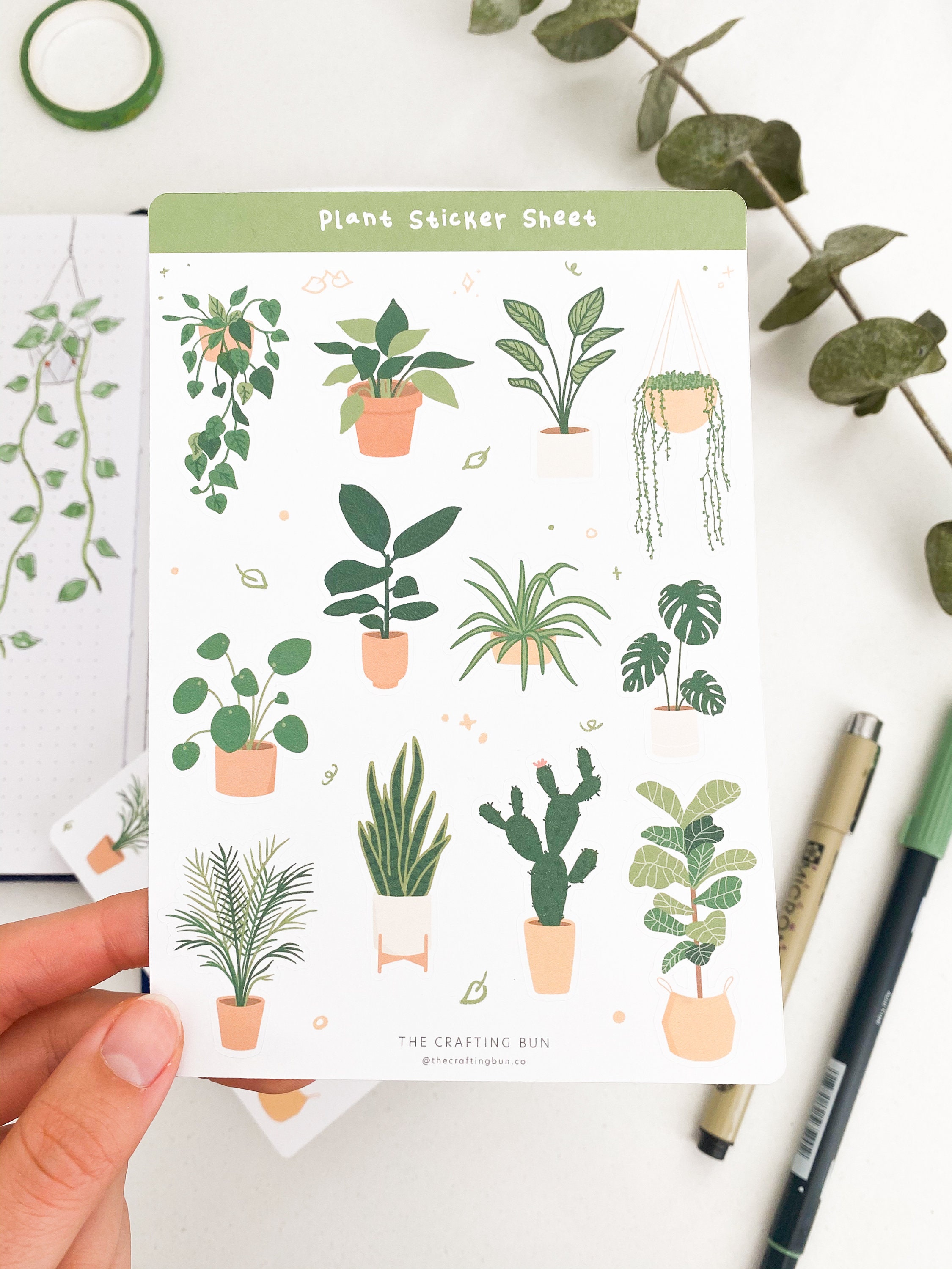 Plant Sticker Sheet 12 Stickers Plant Stickers Plant Etsy UK