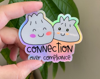Connection Over Compliance Holographic Vinyl Sticker 3"x3" Autism Special Needs Mom Special Ed Teacher Gift ABA sticker SLP Sticker Gift