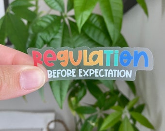 Regulation Before Expectation CLEAR Sticker 1"x3"Autism Disability  Special Needs Mom Special Education Teacher Gift aba Therapist