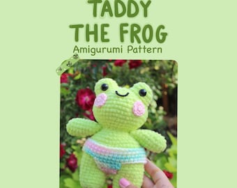 Crochet Pattern for Taddy the Frog *digital PDF pattern download*-cute frog in underwear plushie crochet pattern