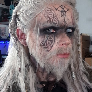 Silver Viking Real Hair Beard and Moustache - can also be used for Geralt cosplays