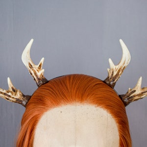 READY TO SHIP Double Antler Headband, Larp, Cosplay Horns, Faux Horns, Shaman, Pagan, Animal Horns, Gothic, Roe, Deer, Costume