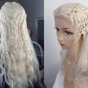Vikings: Torvi Inspired Lace Front Braided Wig Including Hair Rings, Cosplay Wig, Larp Wig, Nordic Braids, Custom Wig, Bridal Wig