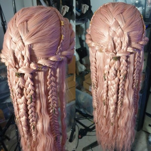 Vikings: Torvi Lace Front Braided Wig Including Hair Rings, Cosplay Wig, Larp Wig, Nordic Braids, Custom Wig, Synthetic Wig, Bridal Wig