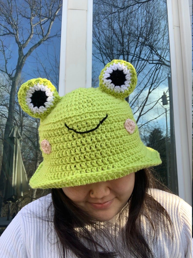 Cute Frog Bucket Hat Crochet Handmade Cottagecore Aesthetic | Etsy