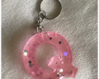 Light Pink Glitter Initial Keychain