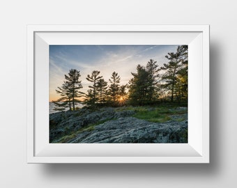 Solnedgångstryck från Georgian Bay: Killbear Provincial Park, Ontario Landskapsfotografering