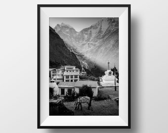 Mount Everest Base Camp Trek - Fotodruck vom Tengboche Kloster im Himalaya von Nepal - Wandern im Himalaya