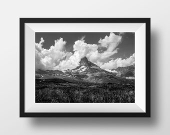 Matterhorn Print - Zermatt Photo Print - Switzerland Mountain Landscape Print - Swiss Alps Poster - Gift for Hiker - Gift for Mountaineer