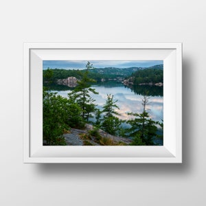 Killarney Provincial Park - Group of Seven Inspiration Point - Calm George Lake Reflection - Morning Dawn Blue Hour - Serene Wall Art