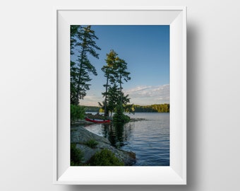 Algonquin Park Poster - Canoe & Lake Photography - Canada Nature Landscape Fine Art Print - Ontario Cottage Country Cabin Decor