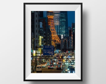 Tokyo Tower Night Photography Print – Modern Japanese Wall Art