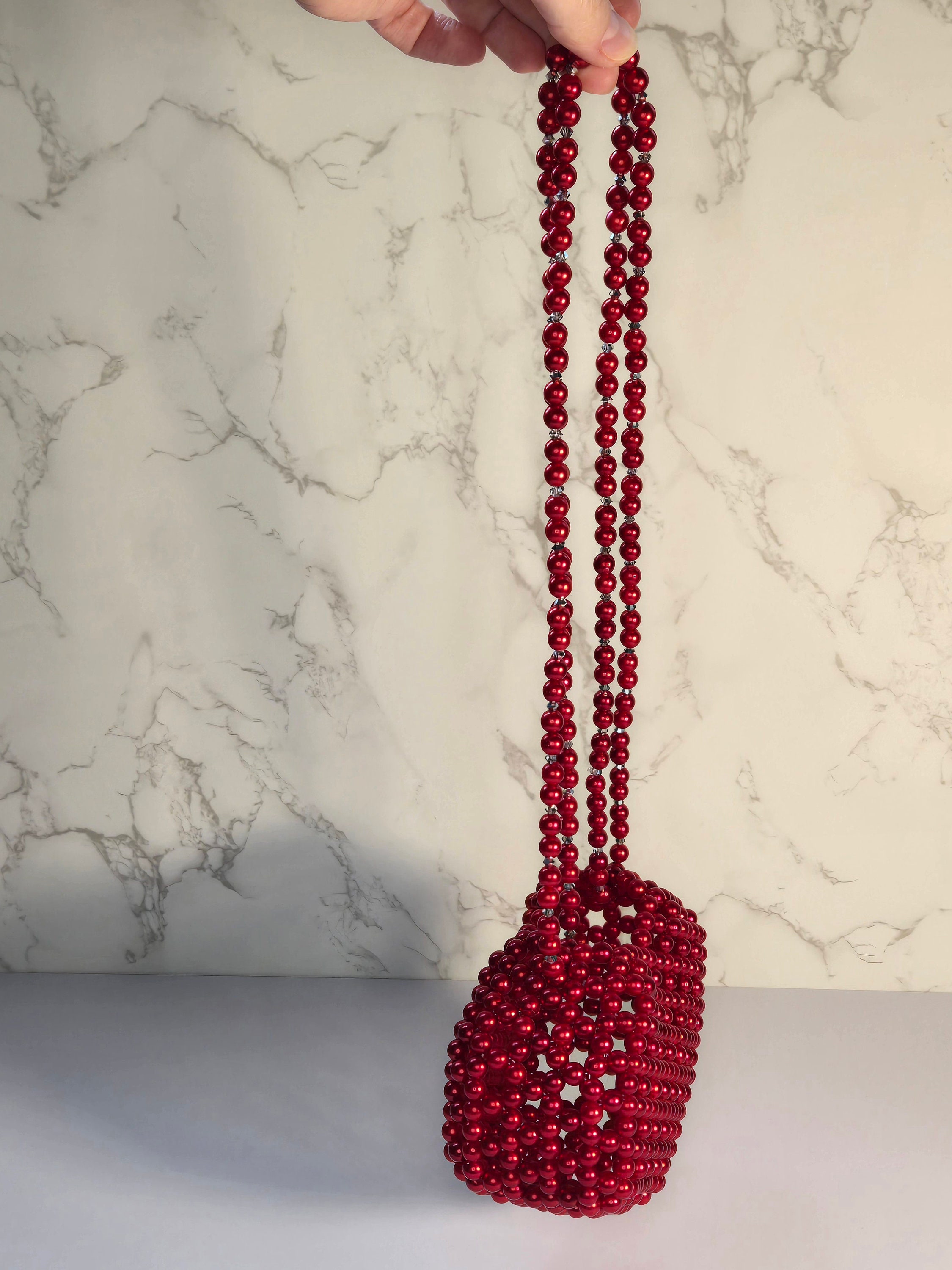 Heart Shaped Bag| Pearl Bag| Beaded Bag| Preciosa Czech Bead