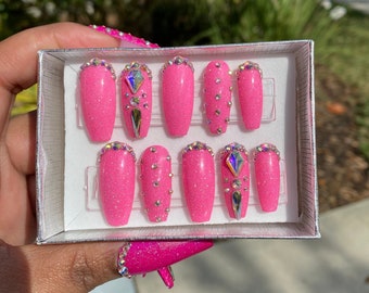 Glossy Pink Press On Nails | Cute Nails