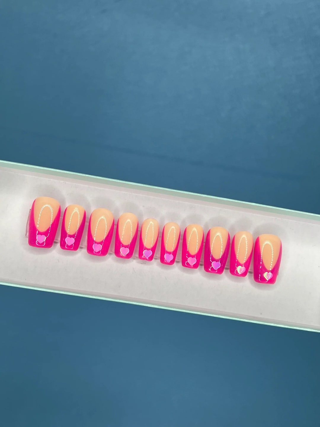 Pink French Manicure Nails Gifts for Her Press on Nails - Etsy