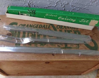 Delixe carving set, vintage carving knives, carving knife set, atomic carving knife set