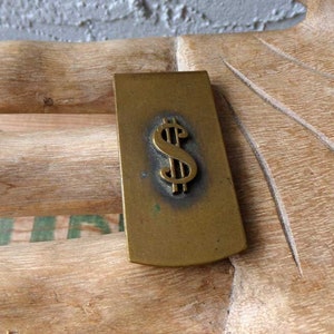 Dollar sign money clip 1939, vintage money clip, brass dollar sign money clip, money money clip