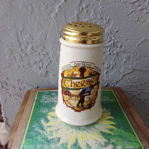 Himark ceramic cheese jar, Parmesan cheese container, grated cheese shaker, ceramic cheese container, vintage Himark grated cheese jar