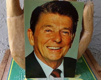 Ronald reagan postcard,  Ronald Reagan, Silberne Souvenir postcard, US President postcard, Ronald Reagan