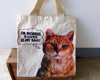 Morris the cat canvas bag, vintage Morris the cat tote bag, Morris the cat canvas tote bag