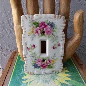 Ceramic light switch cover, floral light switch cover, rose home decor, vintage floral ceramic light switch cover