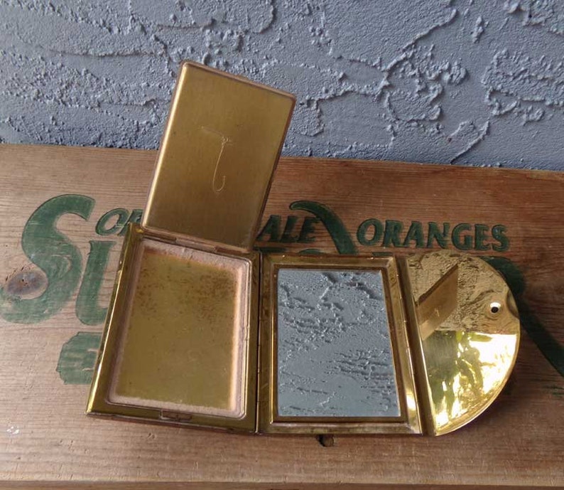 Coty compact mirror, Coty makeup compact, brass compact, vintage Coty compact, vintage compact mirror image 5