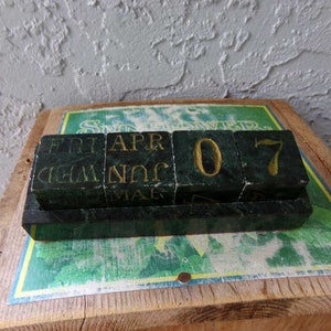 Marble block perpetual calendar, marble calendar, perpetual calendar, vintage marble calendar