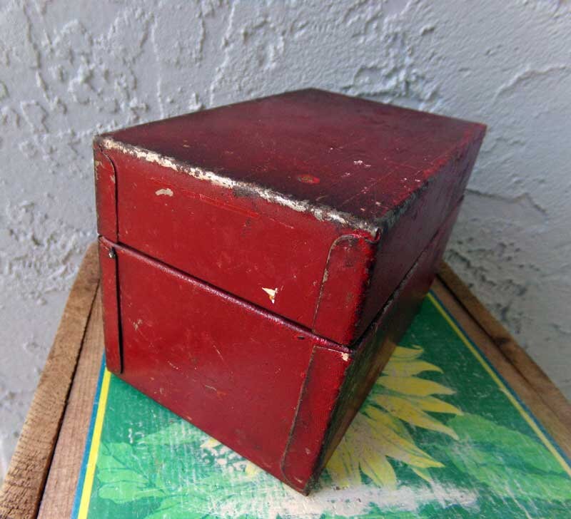 Red Metal File Box Red Metal Index Card File Box Vintage Red - Etsy