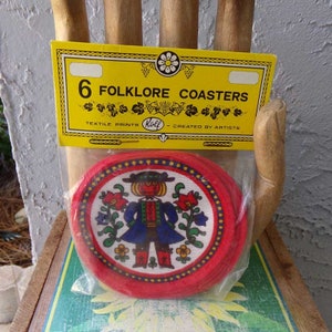German cloth coasters, Trachten-Getranke-Untersatze, cloth drink coasters, Pennsylvania Dutch drink coasters
