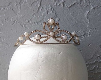 Vintage Faux Pearl Crown Trifari Vintage Royal Crown Faux Pearl and Clear Rhinestone  main image 4
