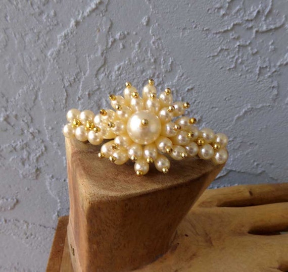 Vintage faux pearl barrette, vintage barrette, we… - image 9