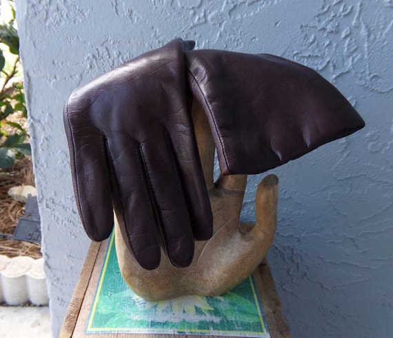 Brown leather gloves, vintage brown leather gloves, Fownes leather gloves, brown  gloves, vintage gloves
