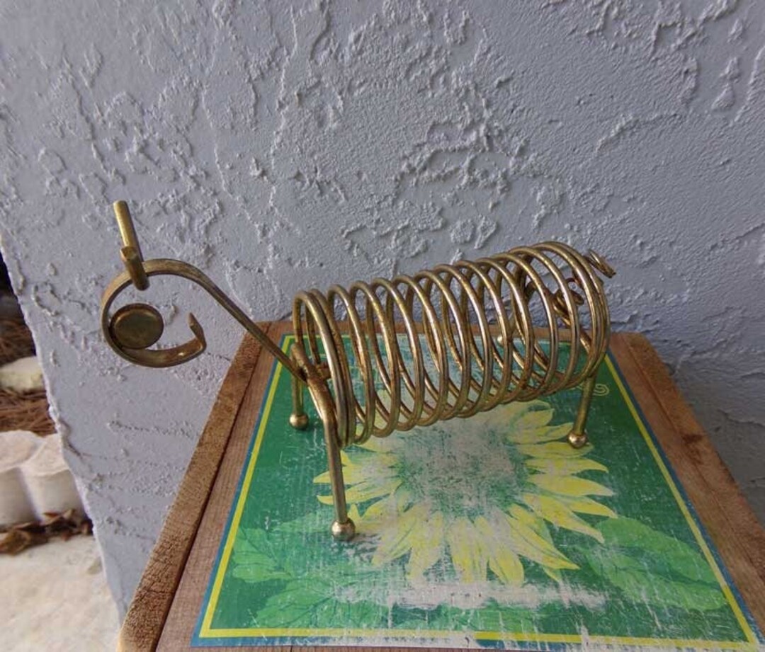 Coil Letter Holder, Dog Letter Holder, Metal Coil Dog Mail Holder, Vintage Office Decor, Mail