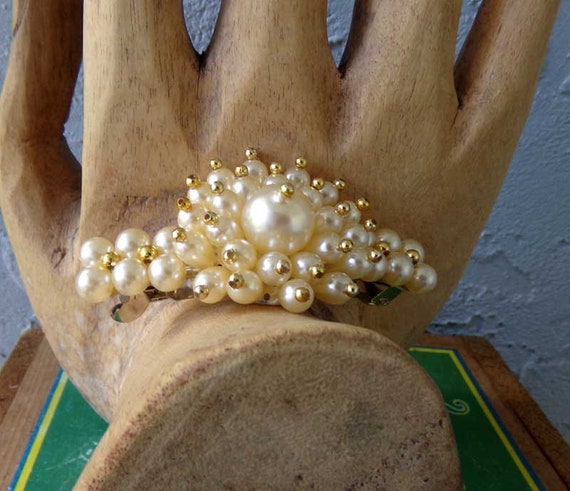 Vintage faux pearl barrette, vintage barrette, we… - image 4