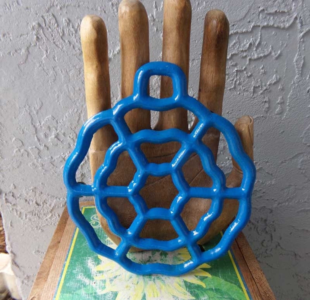 Blue Cast Iron Trivet, Blue Hot Plate, Blue Cast Iron Hot Plate Trivet