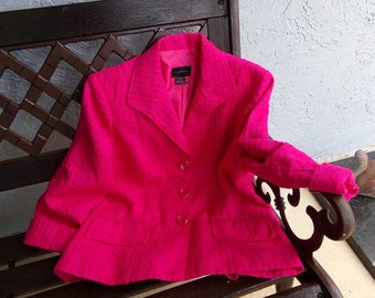 Investments hot pink suit jacket, hot pink jacket, Investments hot pink blazer, blazer suit jacket size 8
