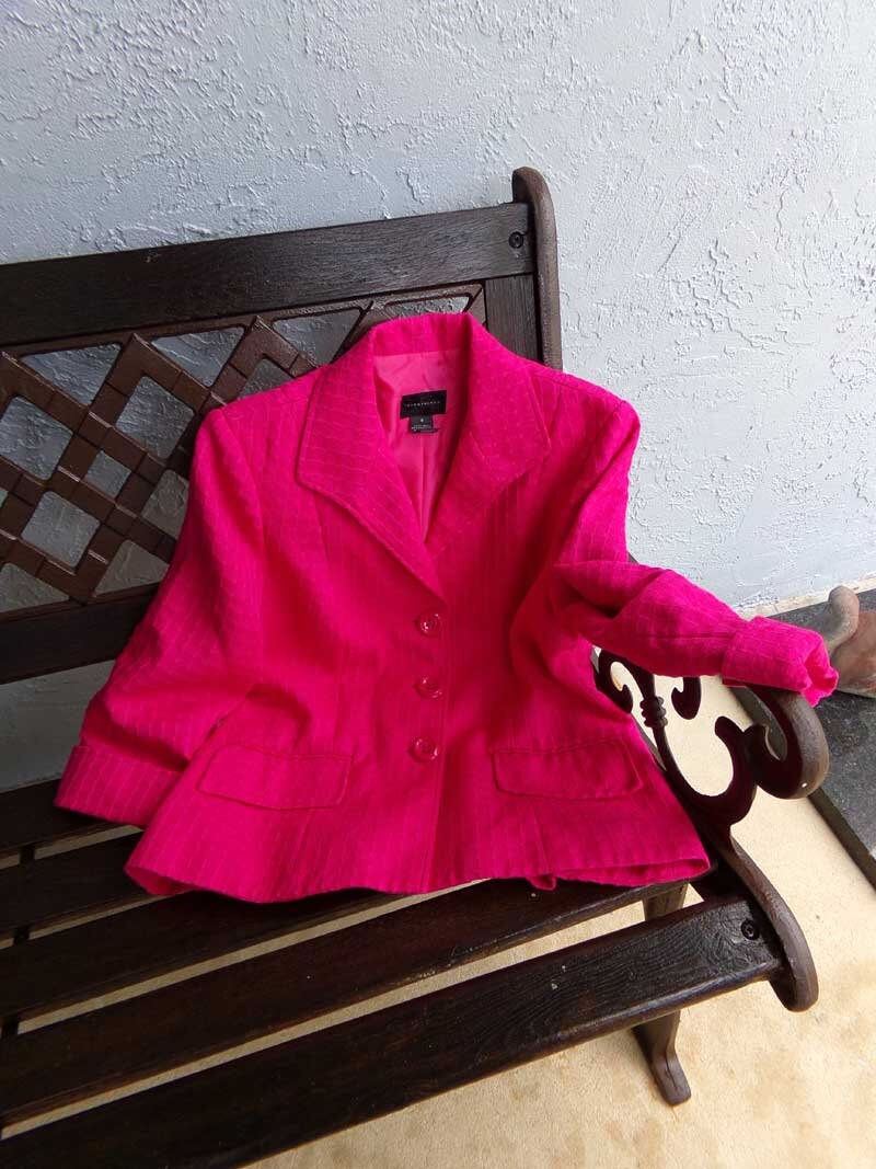 Investments hot pink suit jacket, hot pink jacket, Investments hot pink blazer, blazer suit jacket size 8
