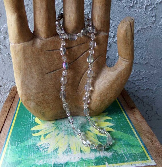 Glass bead necklace, vintage glass jewelry, weddi… - image 2