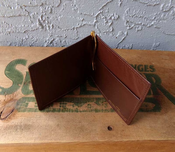 Vintage leather money clip billfold, Avon money clip billfold. leather money clip, money clip billfold View 3