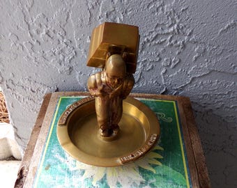 K-55 officers brass Korean ashtray, military ashtray, officers mess hall ashtray, brass ashtray, Korean home decor
