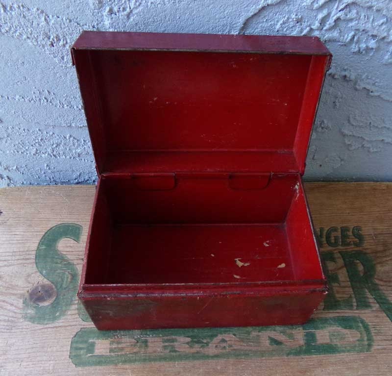 Red Metal File Box Red Metal Index Card File Box Vintage Red - Etsy