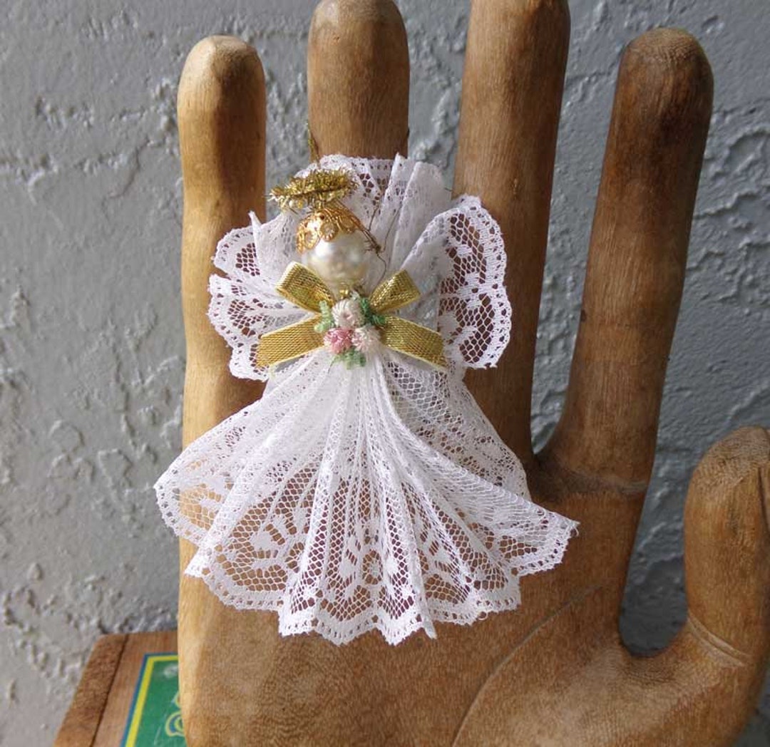 White Lace Angel Christmas Ornament, Angel Ornament, Lace Christmas ...