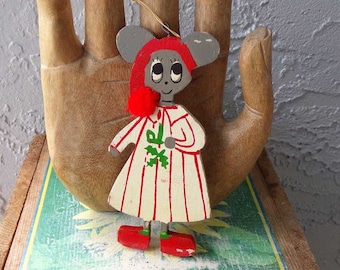 Mouse Christmas ornament,  wooden mouse ornament, night before Christmas mouse, mouse, Mickey Mouse  ornament