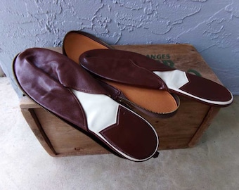 Men's travel slippers, vintage men's travel slippers, travel slippers