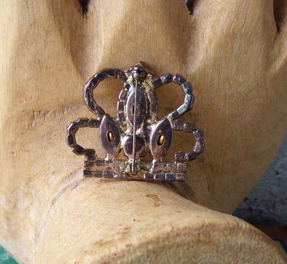 Crown brooch, rhinestone crown brooch, vintage rhinestone crown brooch, rhinestone crown View 3