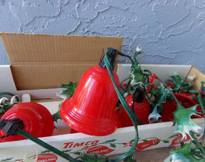 Timco Christmas Bells Twinkling Lights Garland Set, Vintage Christmas