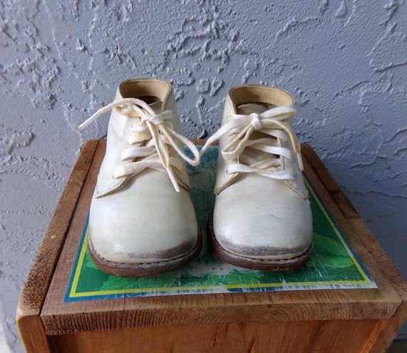 Jumping Jacks white hard leather baby shoes, Baby… - image 1